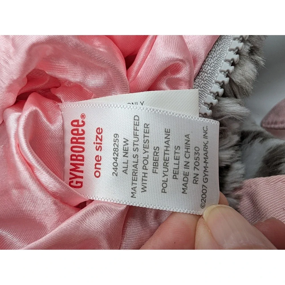 Gymboree Plush Backpack Gray Pink Striped Cat Kitten Ribbon Bow 2007